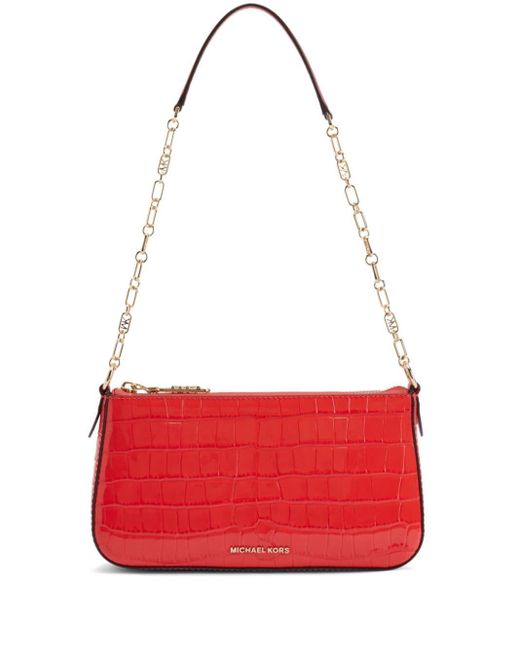 Michael Kors Red Croc-embossed Leather Shoulder Bag