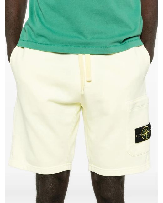 Stone Island Natural Drawstring Logo Patch Shorts for men