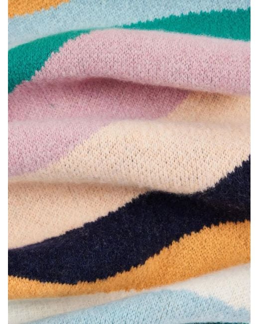Paul Smith Gray Stripe-Pattern Lambs Wool Scarf