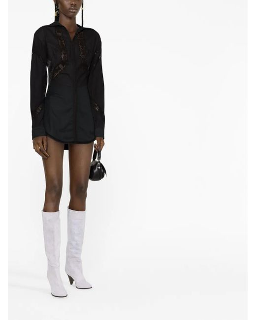 Robe-Chemise À Détails En Dentelle MARINE SERRE en coloris Black