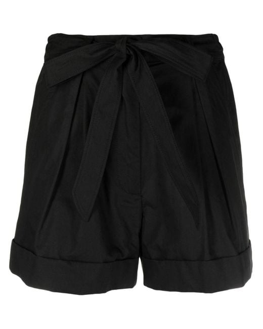 Shorts con cintura lazada Pinko de color Black