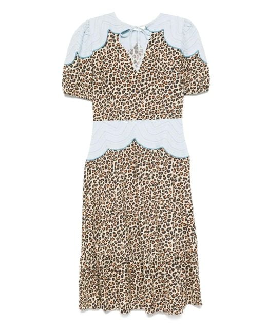 Stella Nova Natural Leopard-Print Midi Dress
