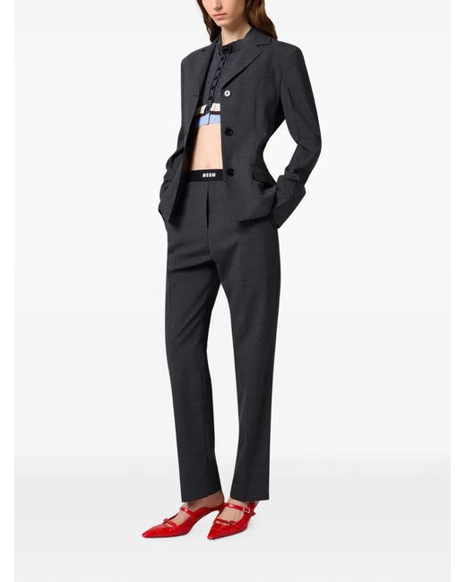 MSGM Black Single-Breasted Blazer