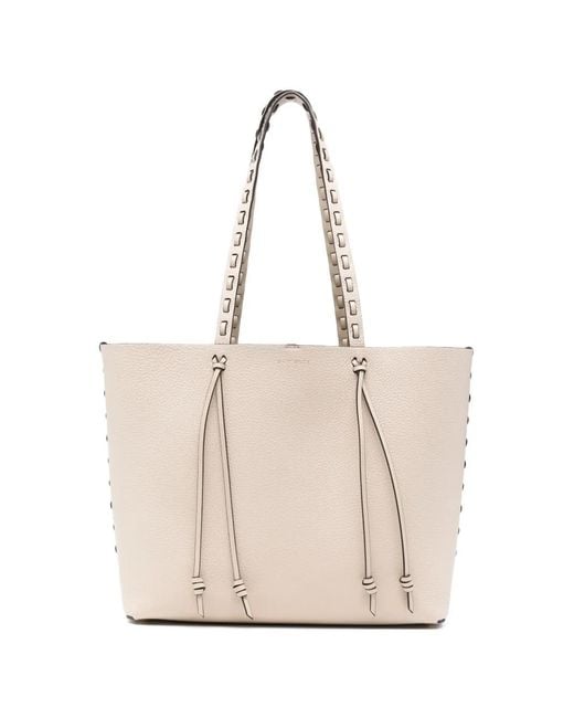 Etro Natural Essential Medium Leather Tote Bag With Threading