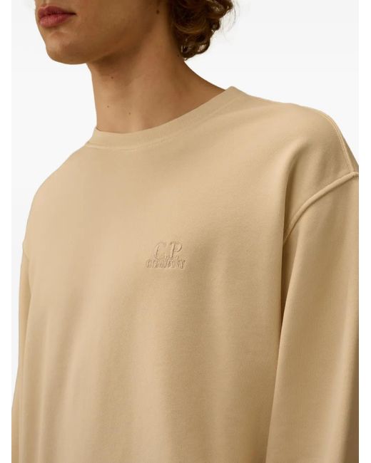 C P Company Natural Logo-Embroidered Crewneck Cotton Sweatshirt for men