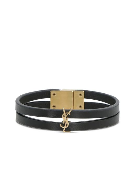 Saint Laurent White Cassandre Lederarmband