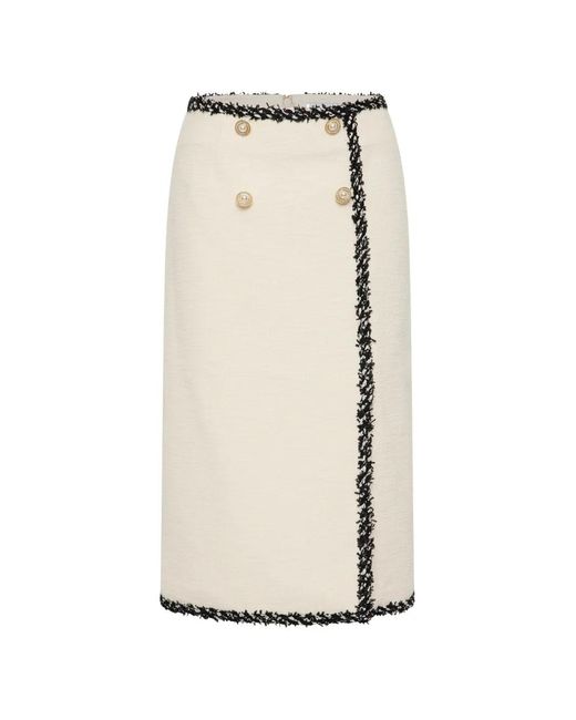 Rebecca Vallance White Jacquie Faux-Pearl Button Skirt