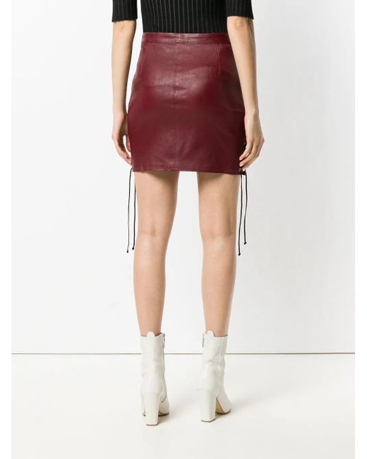 Unravel Project Red Lace-up Detail Skirt