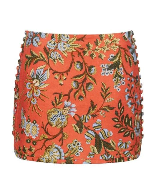 Cara Cara Red Roseland Floral Mini Skirt
