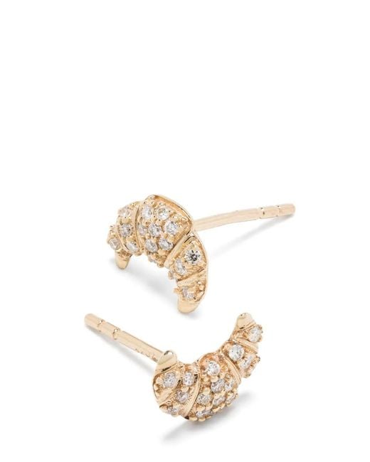 Sydney Evan White 14Kt Small Croissant Diamond Stud Earrings