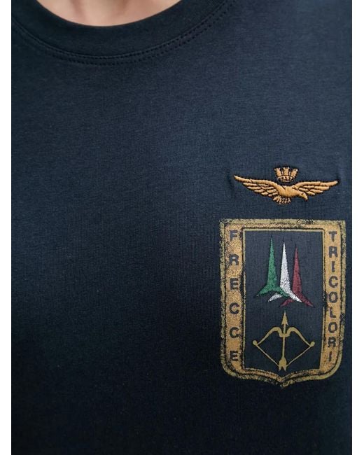 Aeronautica Militare Blue Logo-Print T-Shirt for men