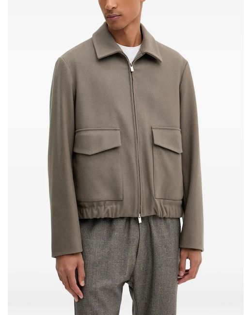 Barena Gray Flap-Pocket Zip-Up Jacket for men