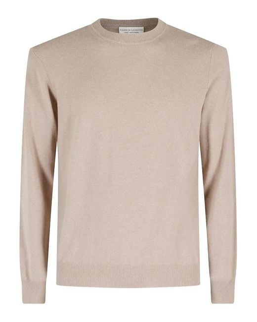 FILIPPO DE LAURENTIIS Trui Met Ronde Hals in het Natural voor heren