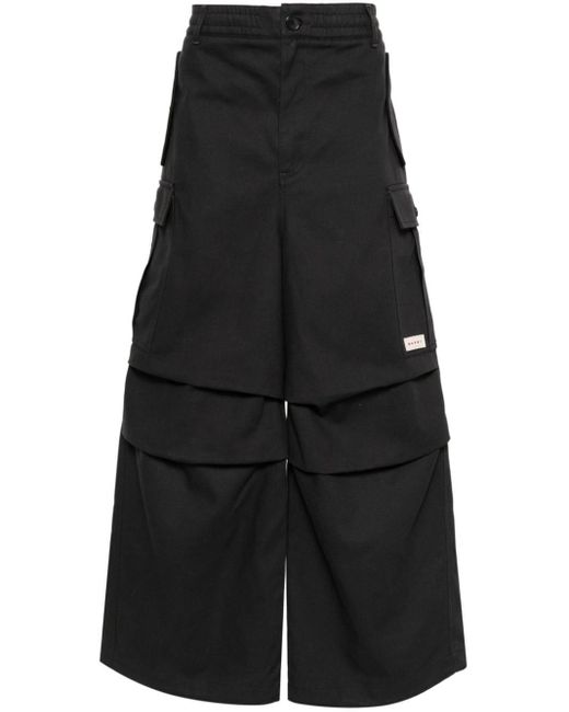 Marni Black Wide-leg Cargo Trousers for men