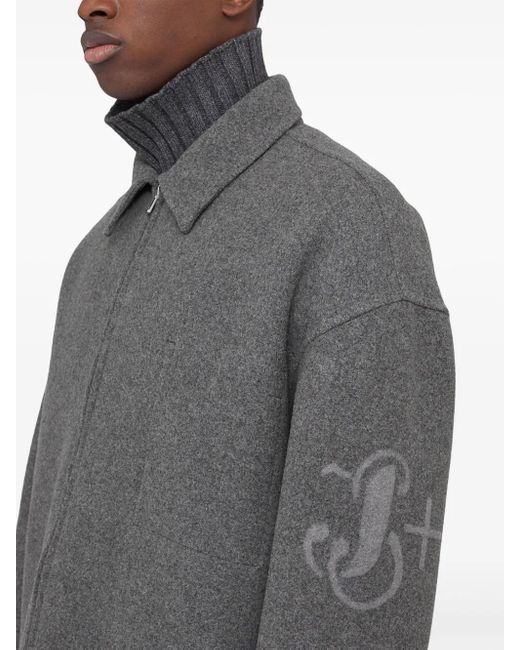 Jil Sander Gray Monogram Wool Zip-Up Jacket for men