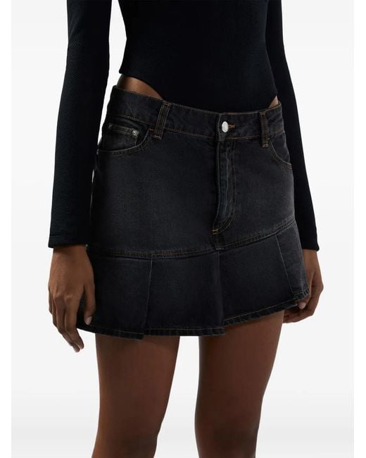Gcds Black Denim Mini Skirt