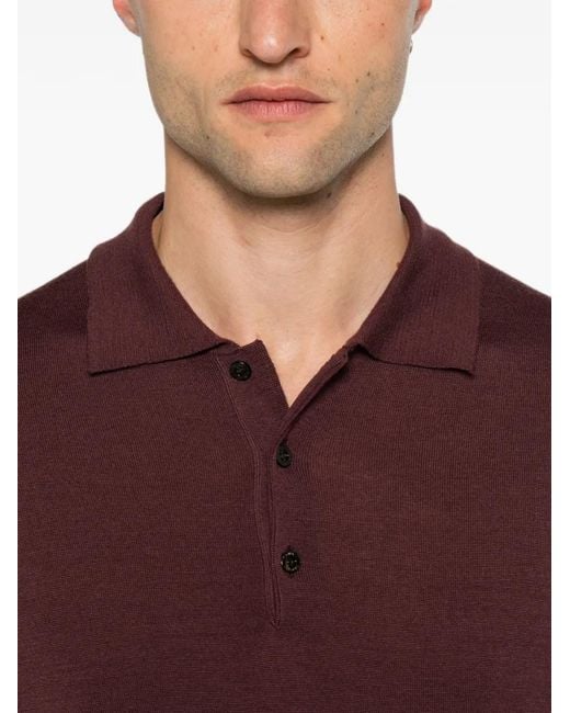Canali Purple Long-Sleeve Polo Shirt for men
