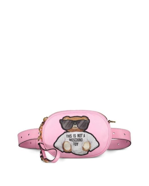 Moschino Pink Teddy Bear-Print Belt Bag