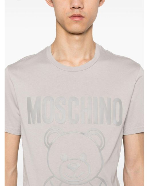 Moschino White Rubberised-logo T-shirt for men