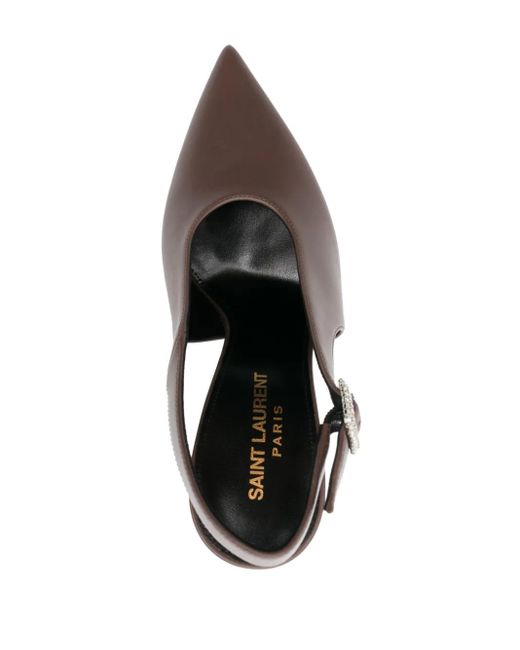 Saint Laurent Brown Yasmeen 125Mm Slingback Pumps