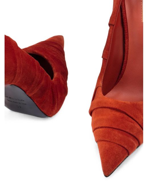 Le Silla Red Bella Ruched Calf Suede Pumps