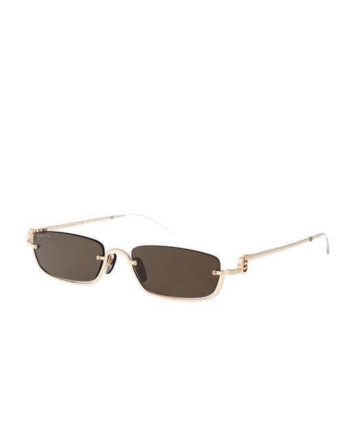 Gucci Metallic Rectangular-Frame Sunglasses