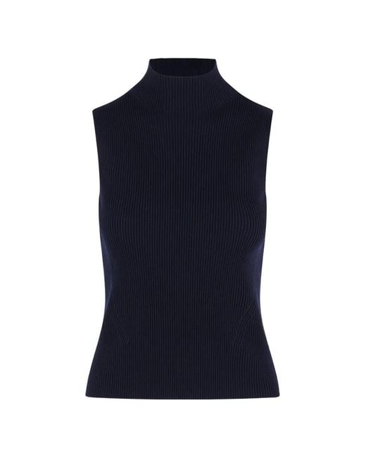 CFCL Blue Ribbed High-Neck Top