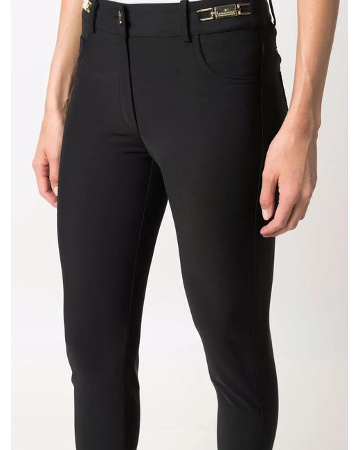 Elisabetta Franchi Black Cropped Skinny-Cut Trousers