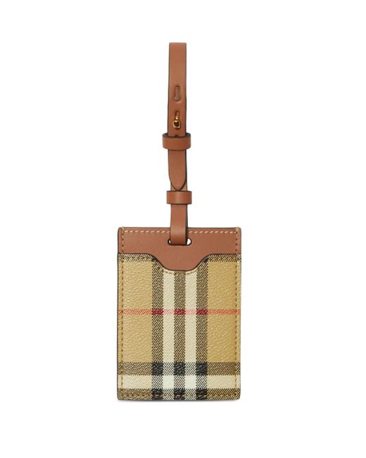 Burberry Metallic Check Motif Leather Luggage Tag