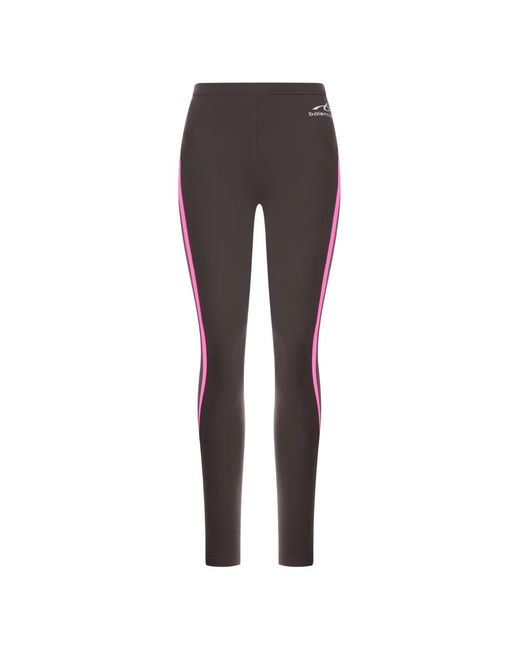 Balenciaga Brown Logo-Print Side-Stripe Leggings