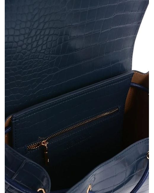 Love Moschino Blue Crocodile-Effect Backpack