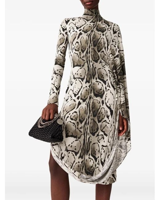 Robe Drapée À Imprimé Léopard Stella McCartney en coloris White