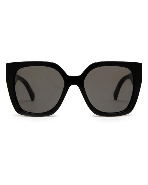 Gucci Black Striped Square-Frame Sunglasses