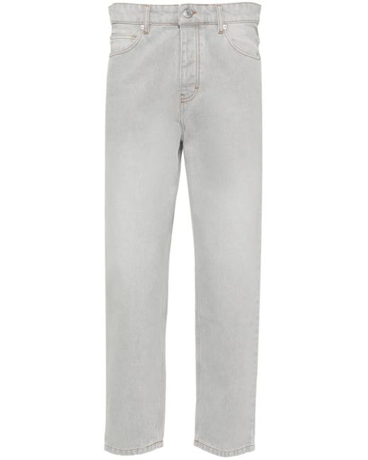 AMI Gray Cropped Tapered Jeans for men