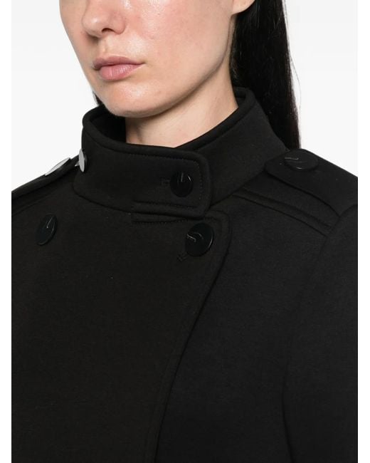 Psophia Black Double-Breasted Epaulette Coat