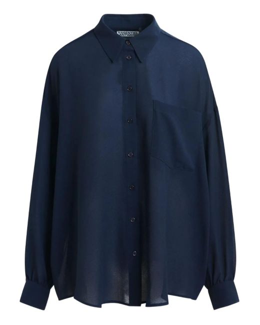 Essentiel Antwerp Blue Ruffle-Sleeve Shirt