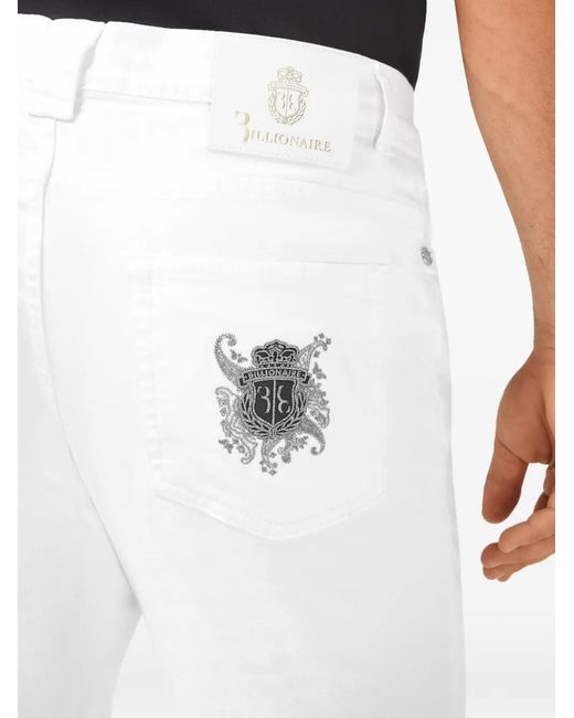 Billionaire White Jean À Blason Brodé for men