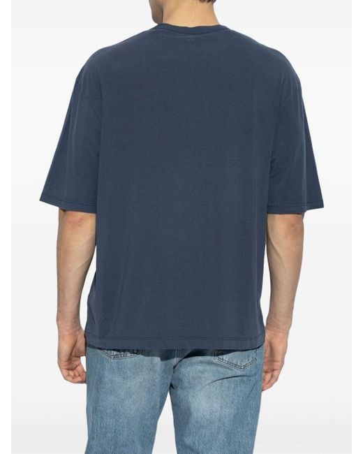 Officine Generale Blue Crew-Neck T-Shirt for men