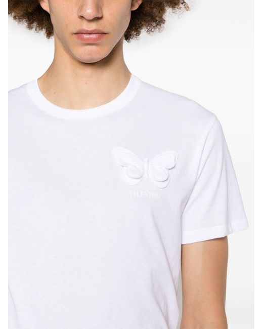 Valentino Garavani Butterfly appliqu Logo print T shirt in White