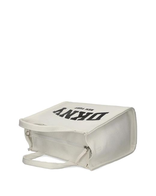 DKNY White Logo Tote Bag
