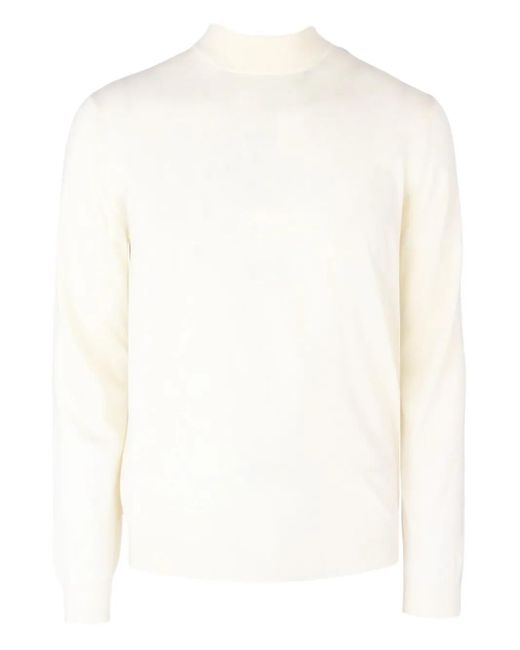 Lardini White Mock-Neck Knit Sweater for men