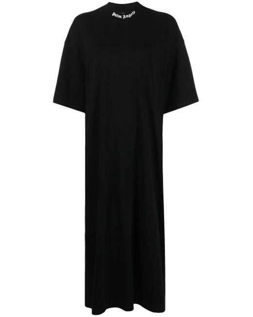 Palm Angels Black Logo-print T-shirt Maxi Dress
