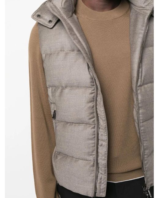 Moorer Gray Hooded Sleeveless Padded Gilet for men