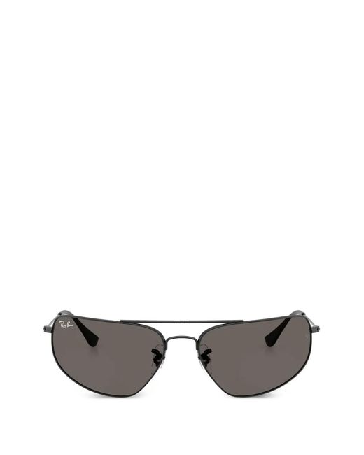 Ray-Ban Gray Rectangle-Frame Sunglasses