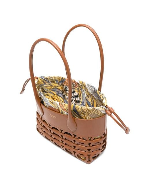 Ferragamo Brown Gancini Tote Bag