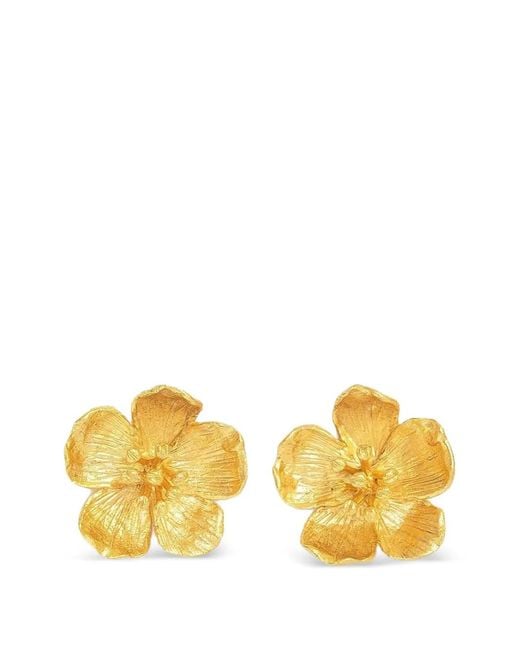 Ottoman Hands Yellow Buttercup Flower Stud Earrings