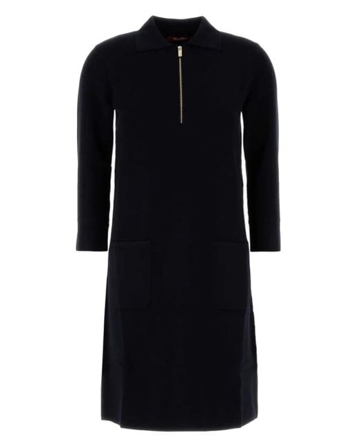 Max Mara Midnight Blue Viscose Blend Dress Black