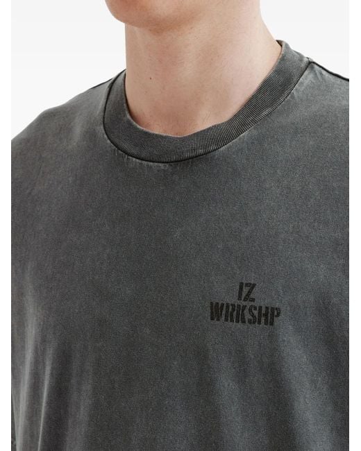 Izzue Gray Crew-Neck Cotton T-Shirt for men