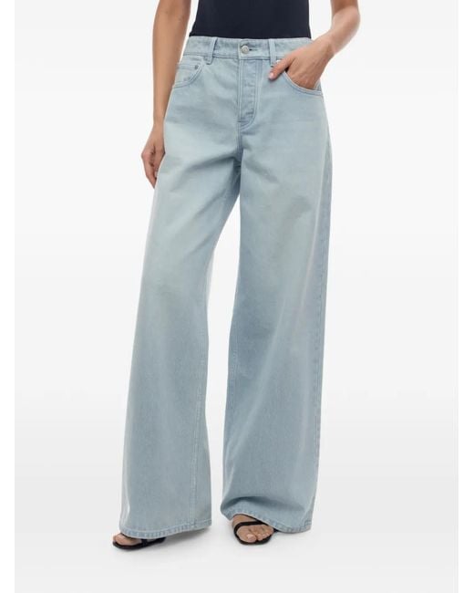 12 STOREEZ Blue 431 Button-Fastening Wide-Leg Jeans