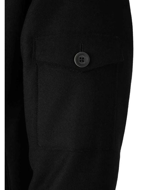 Herno Black High Collar Long Coat for men